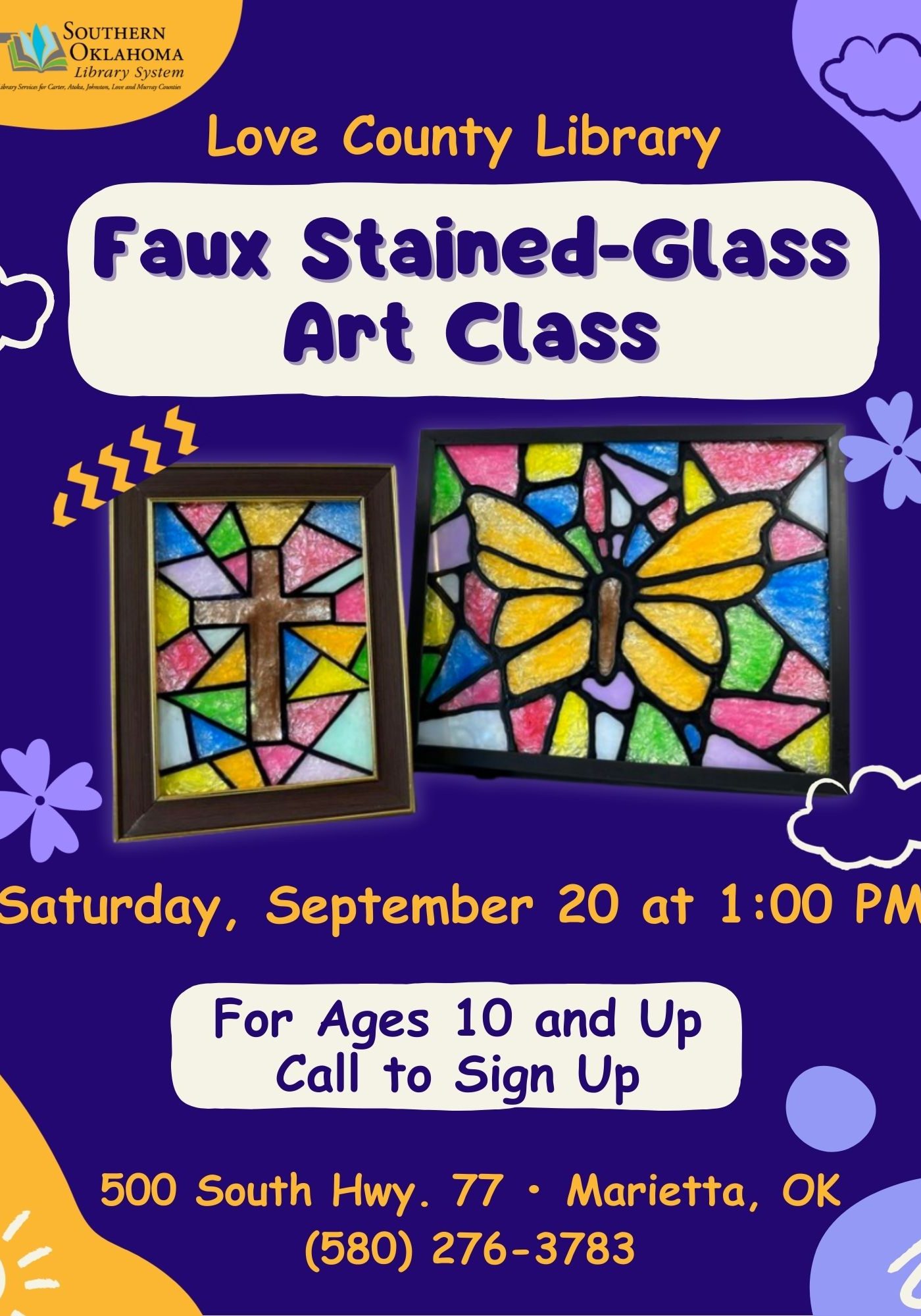 Faux Stained Glass Art Class LCL Flyer 2025