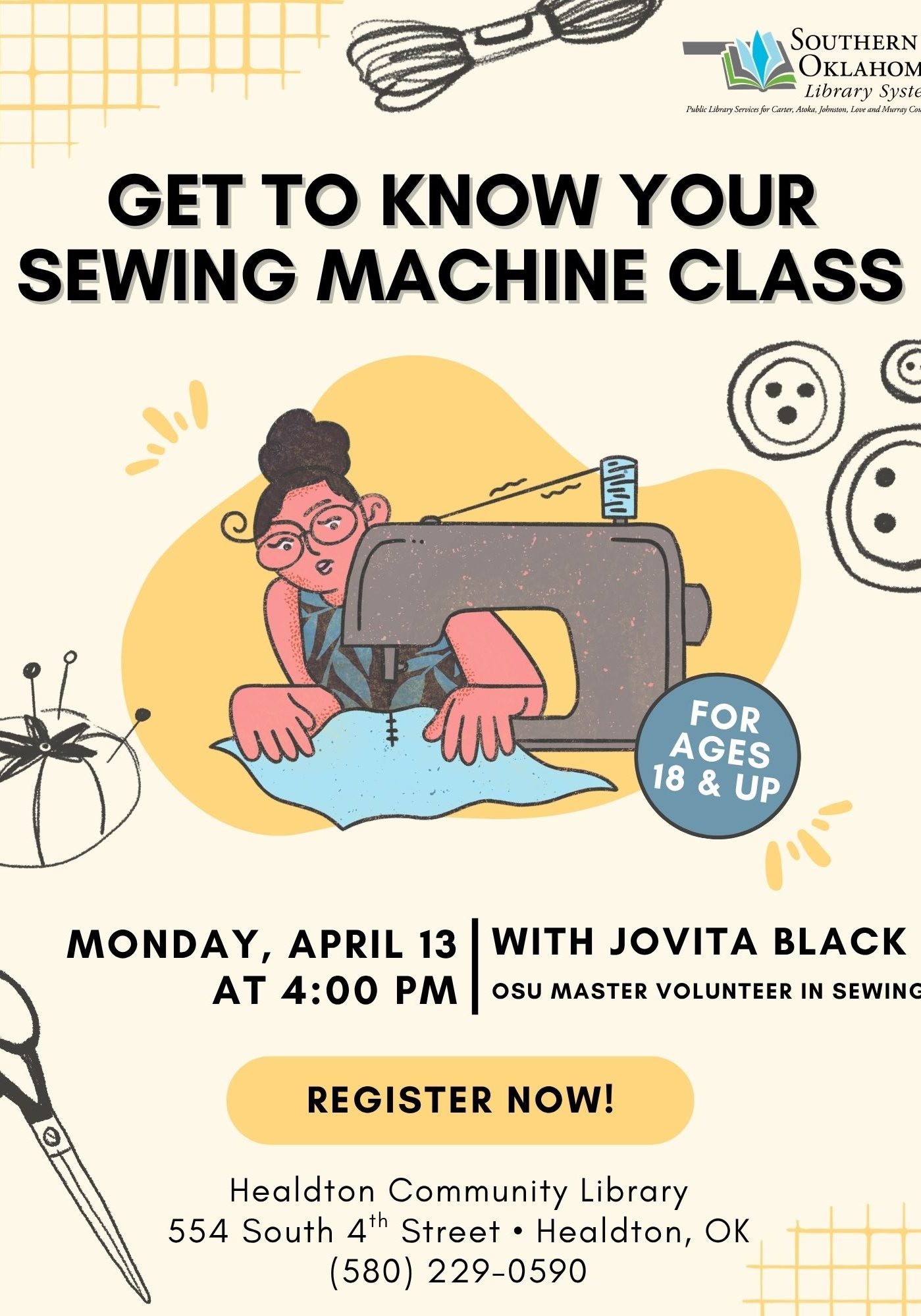 Get to Know Your Sewing Machine HCL APR Flyer 2026