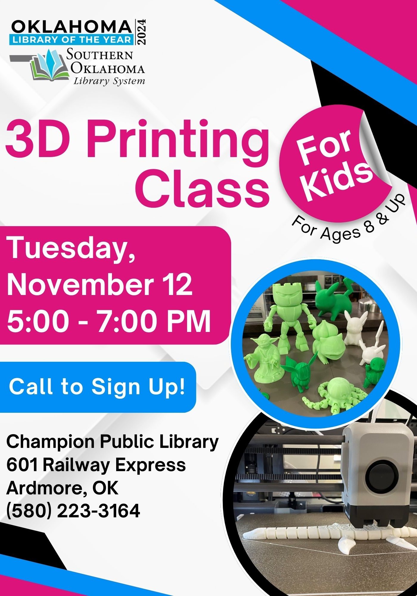 Kids 3D Printing CPL Nov Flyer 2024