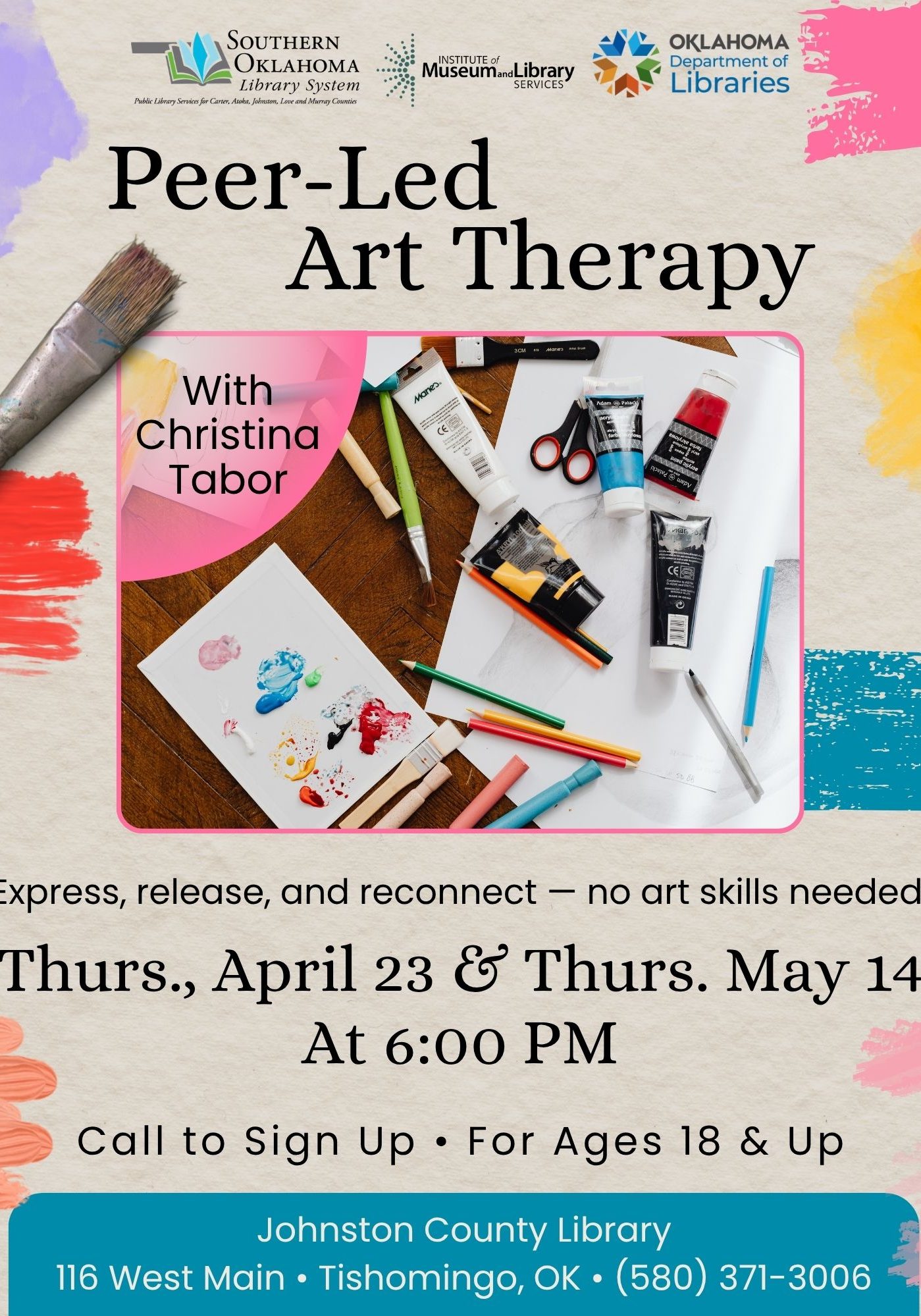 Peer-Led Art Therapy JCL APR MAY Flyer 2026 (1)