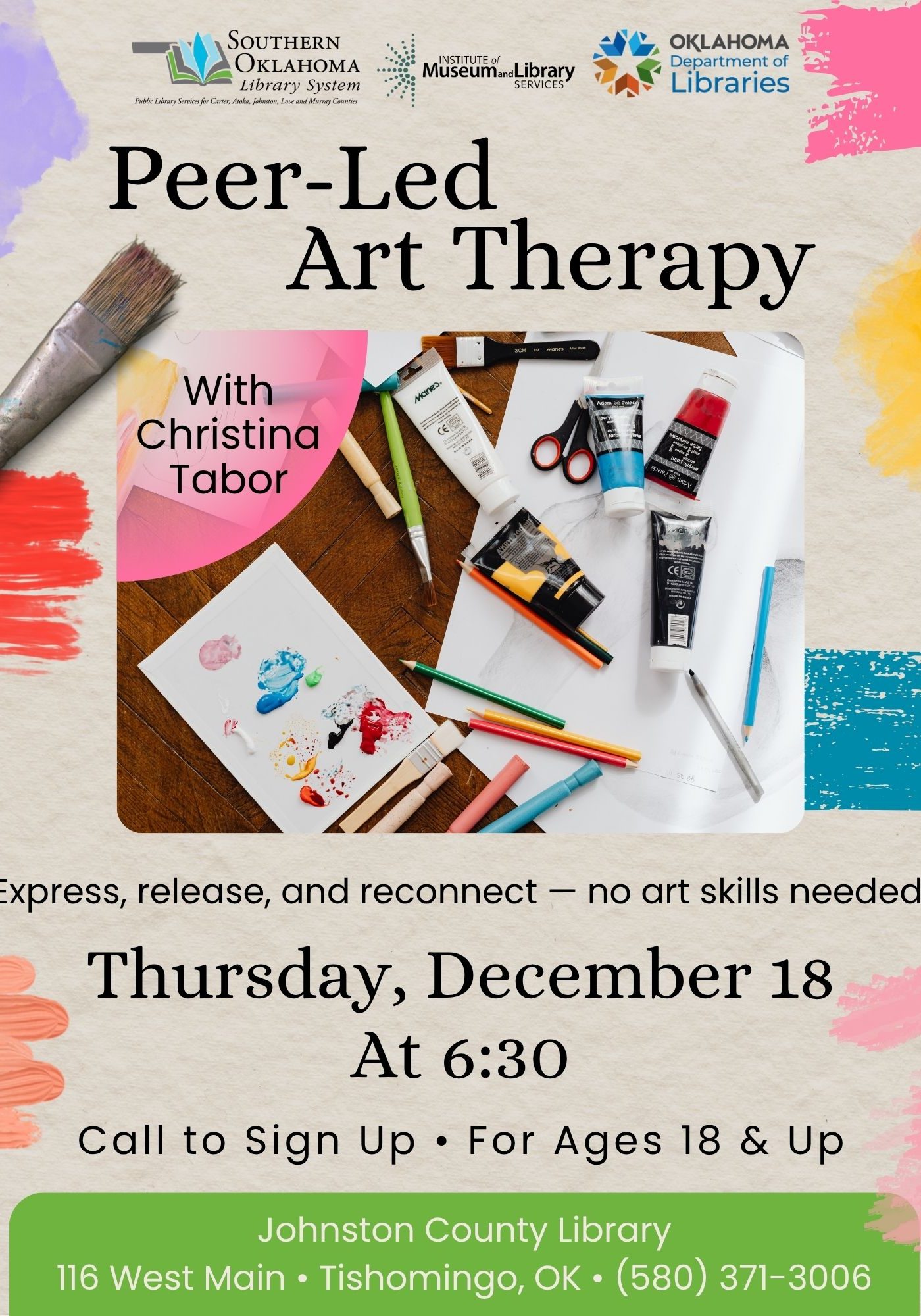 Peer-Led Art Therapy JCL Flyer 2025