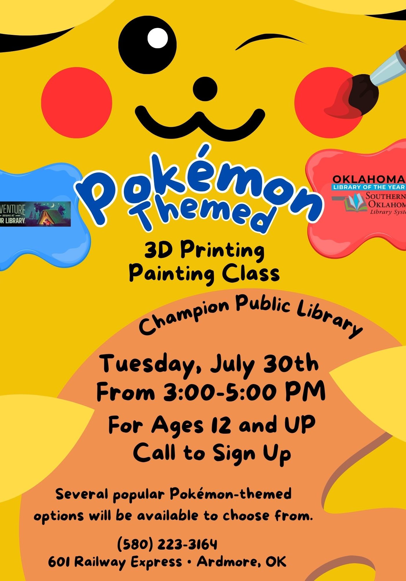 Pokemon Themed 3D Printing Painting Class CPL Flyer SRP 2024