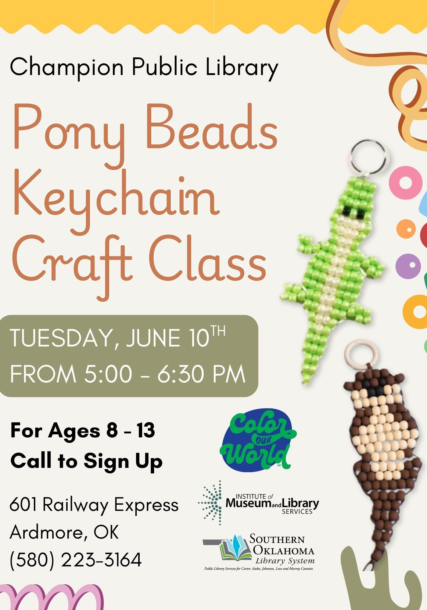 Pony Beads Keychain Craft Class CPL Flyer SRP 2025