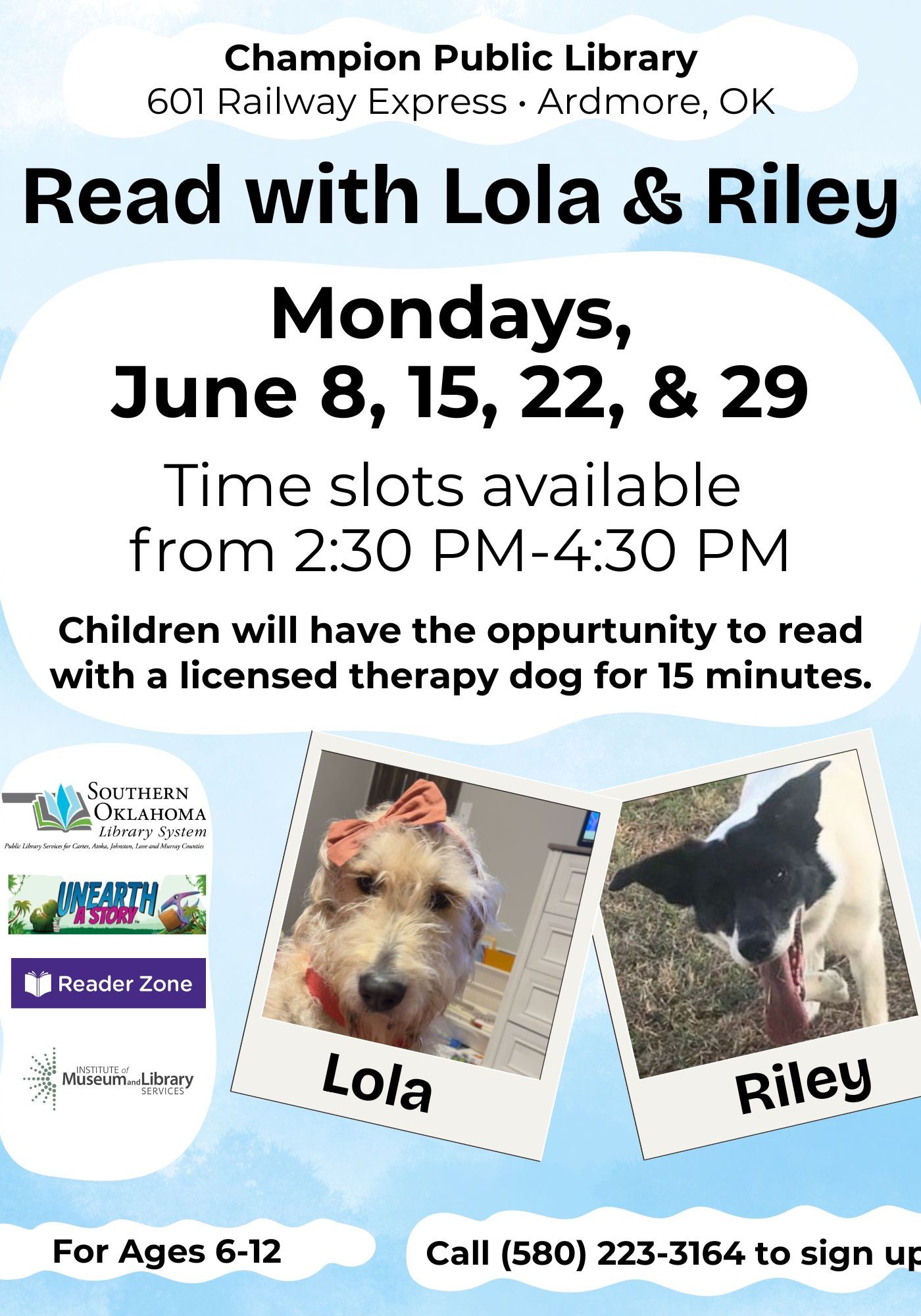 Read with a Riley & Lola CPL 2026 Pr Flyer