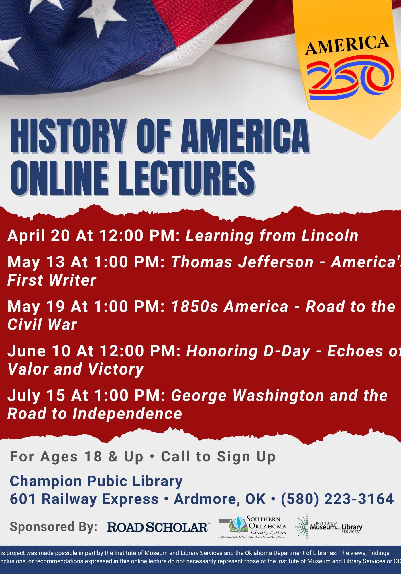Road Scholar Online Lectures America 250 CPL Flyer 2026