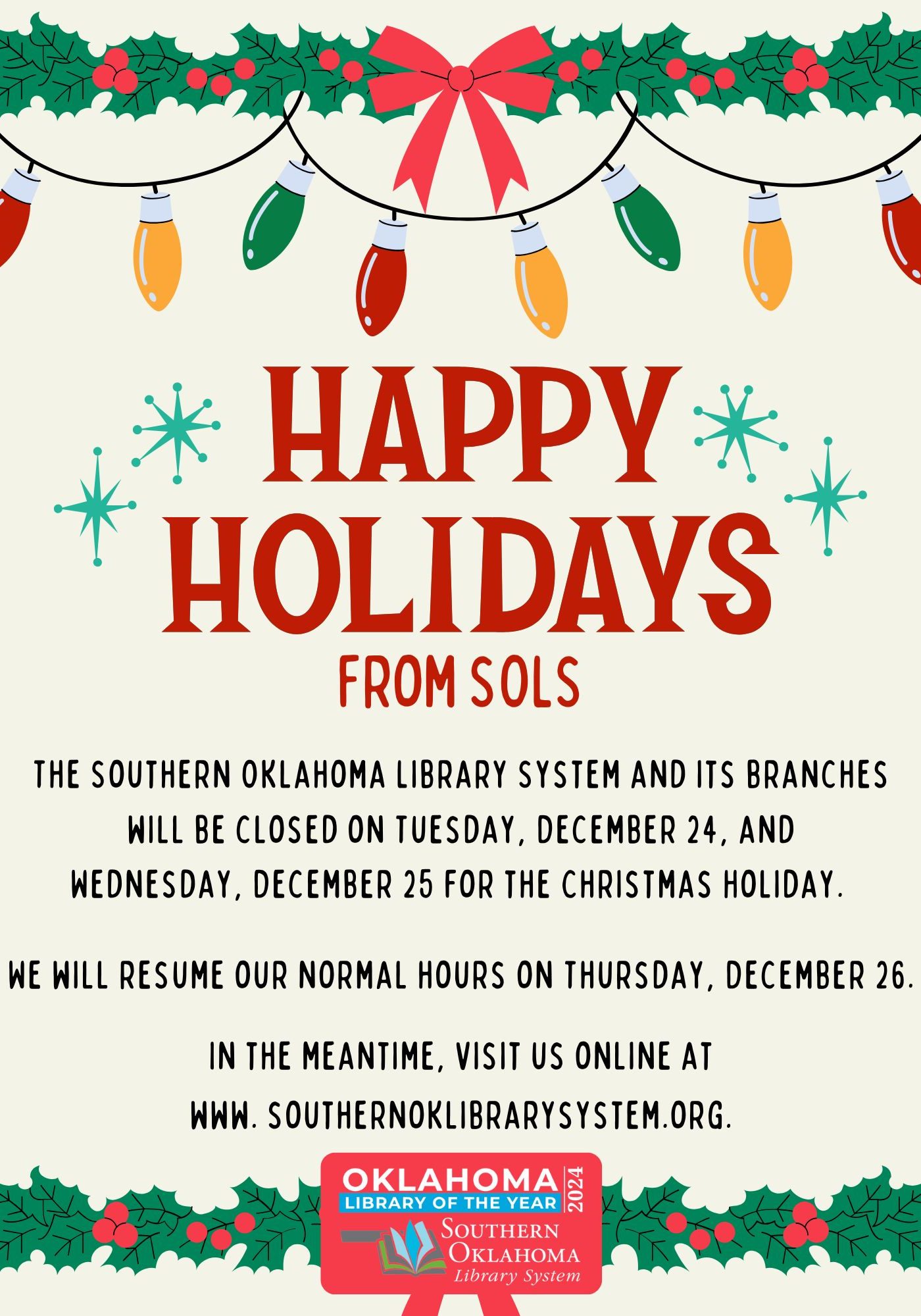 SOLS Christmas Closing Flyer 2024