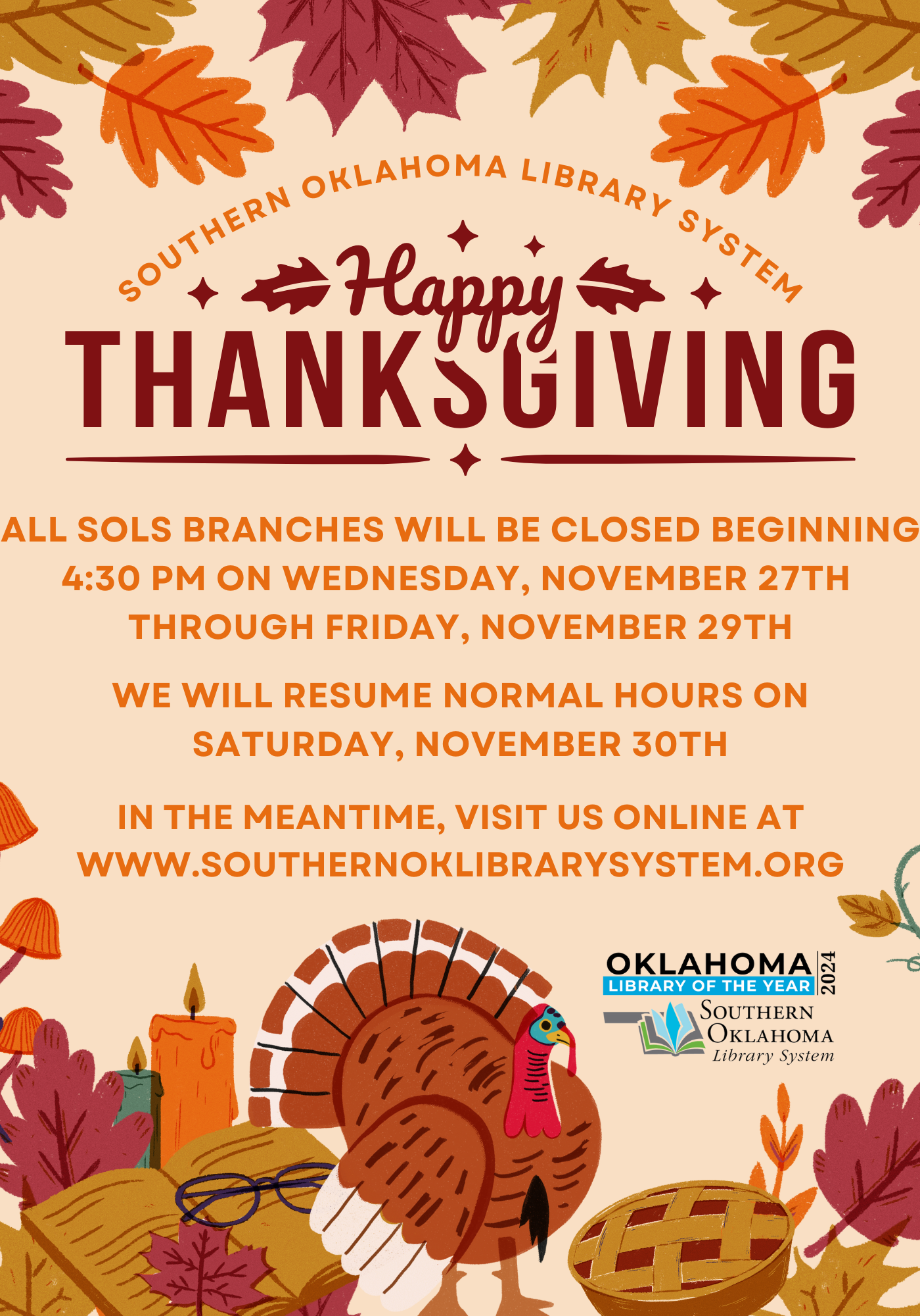 SOLS Thanksgiving Closing Flyer 2024