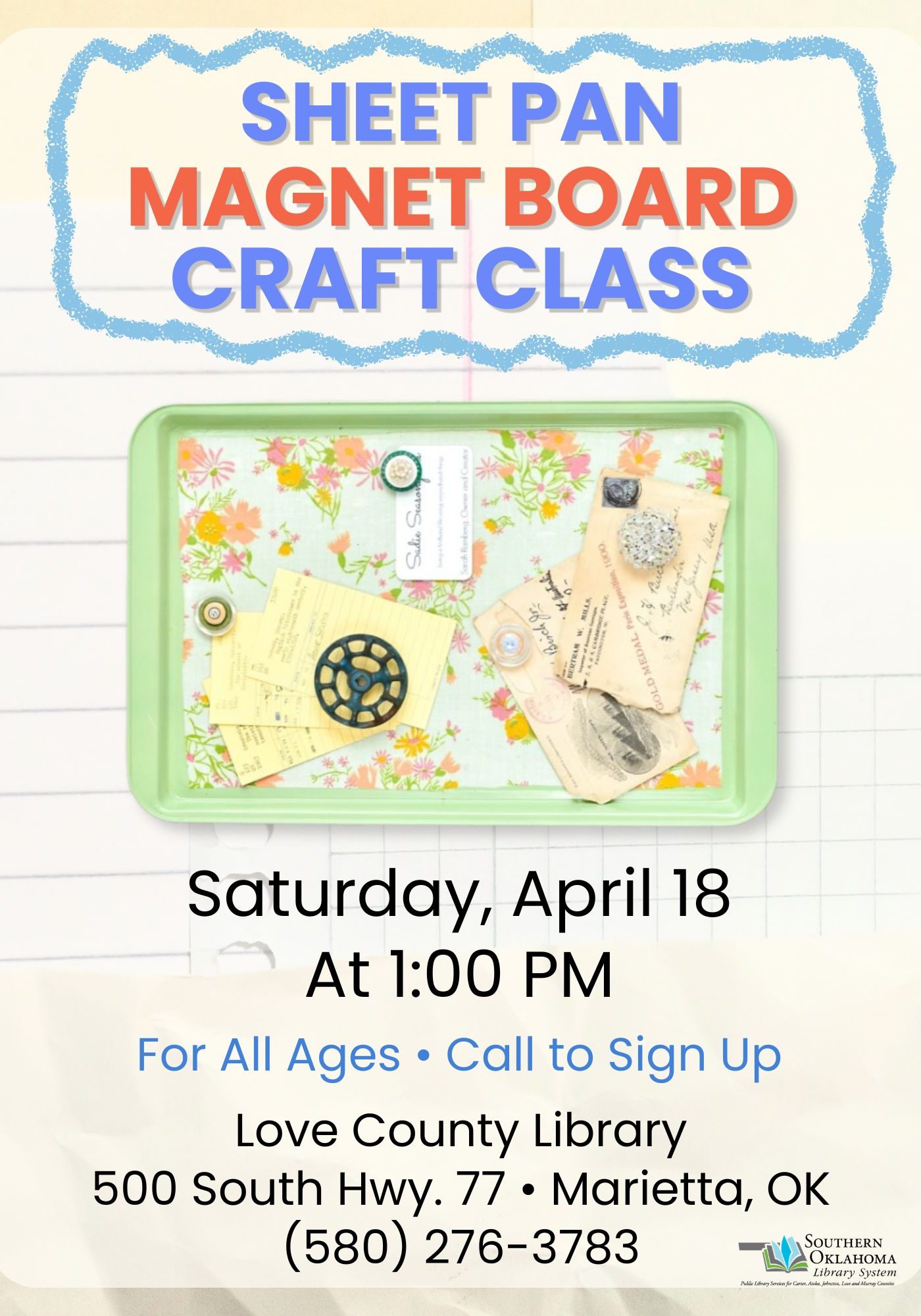 Sheet Pan Magnet Board Craft LCL Flyer 2026