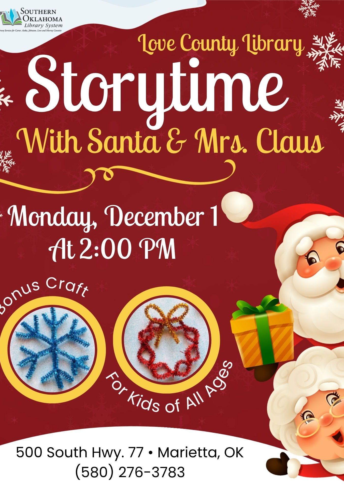 Storytime w Santa & Mrs. Claus LCL Flyer 2025