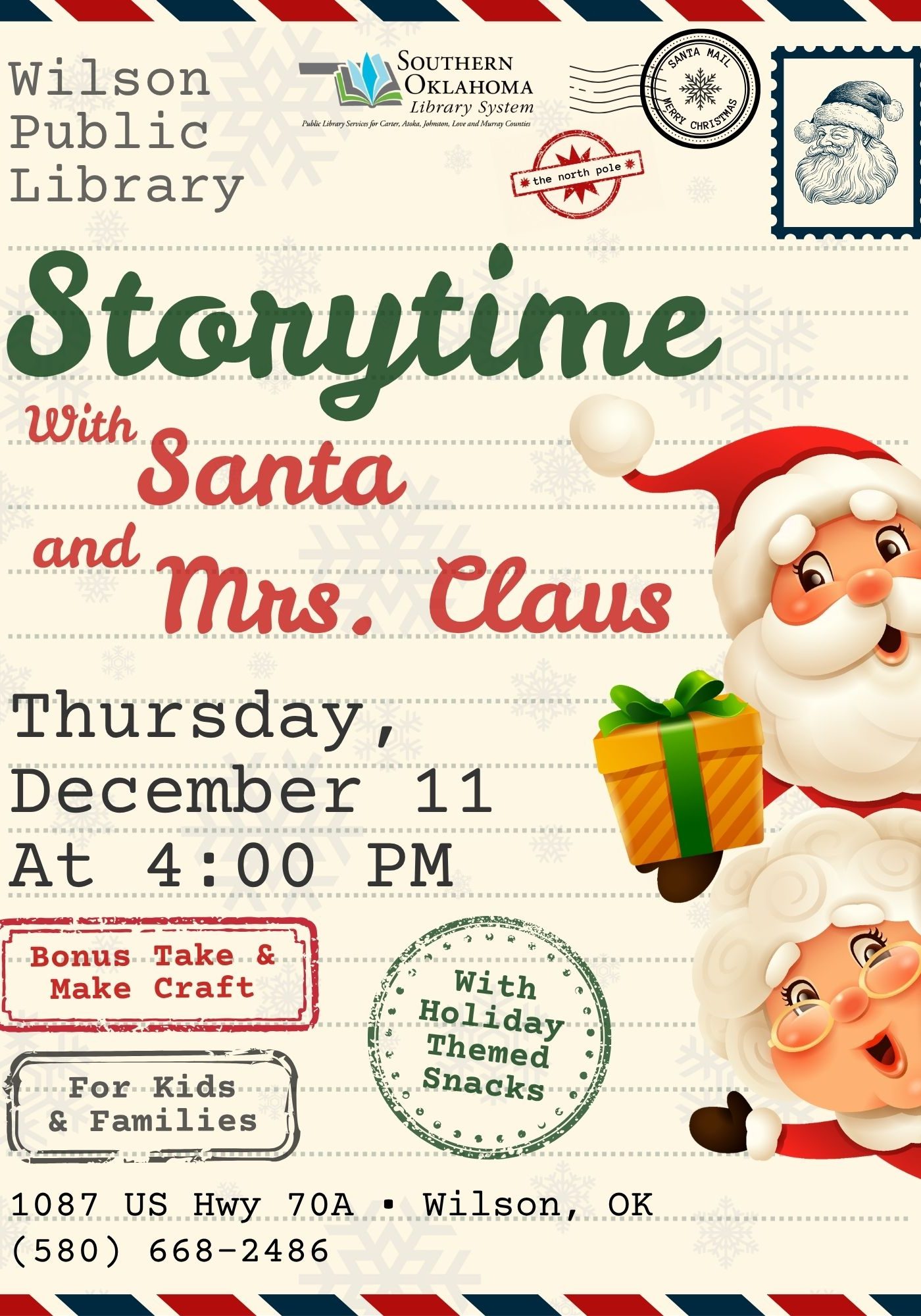 Storytime w Santa & Mrs. Claus WPL Flyer 2025