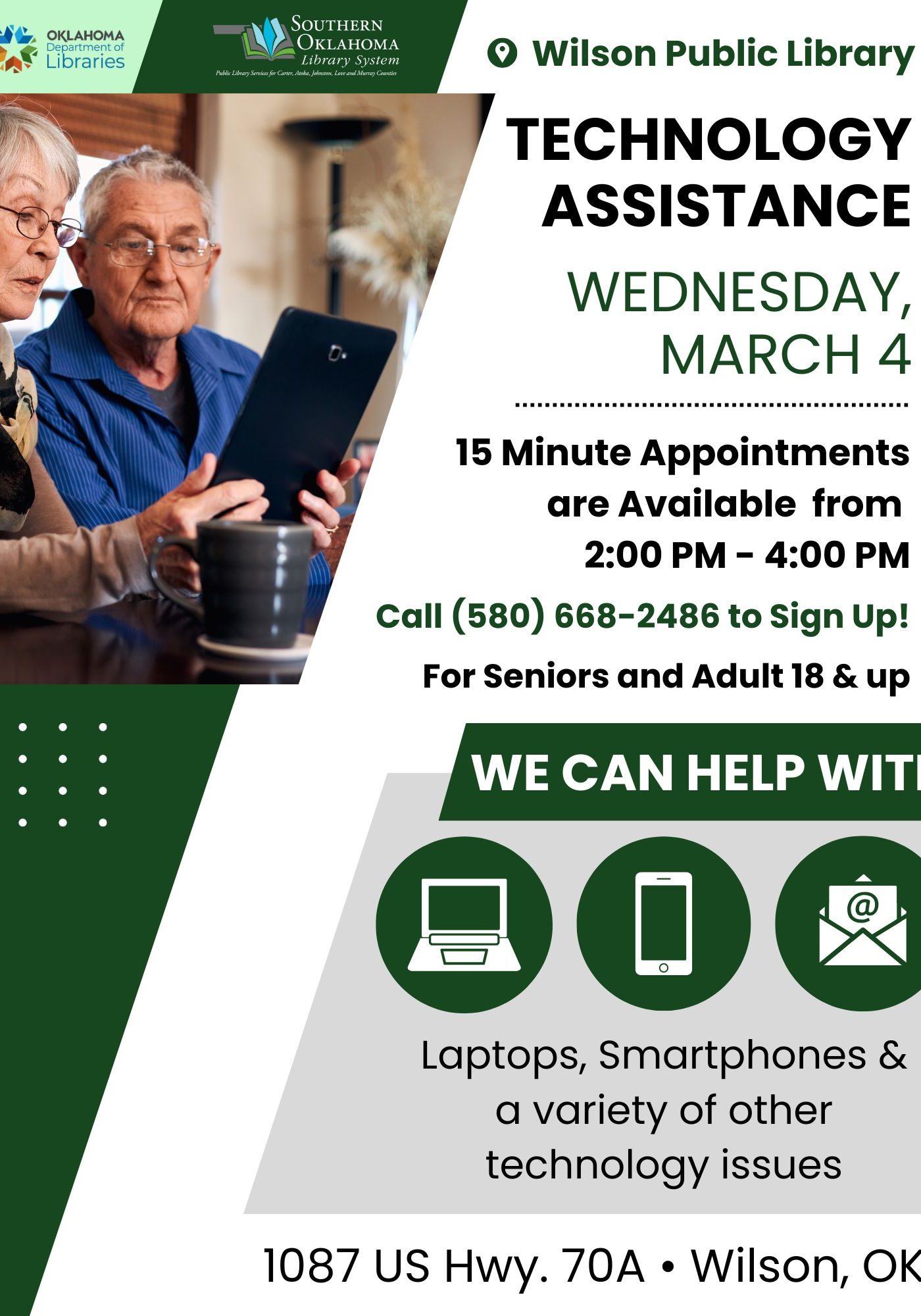 Tech Help @ WPL 2026 PR Flyer