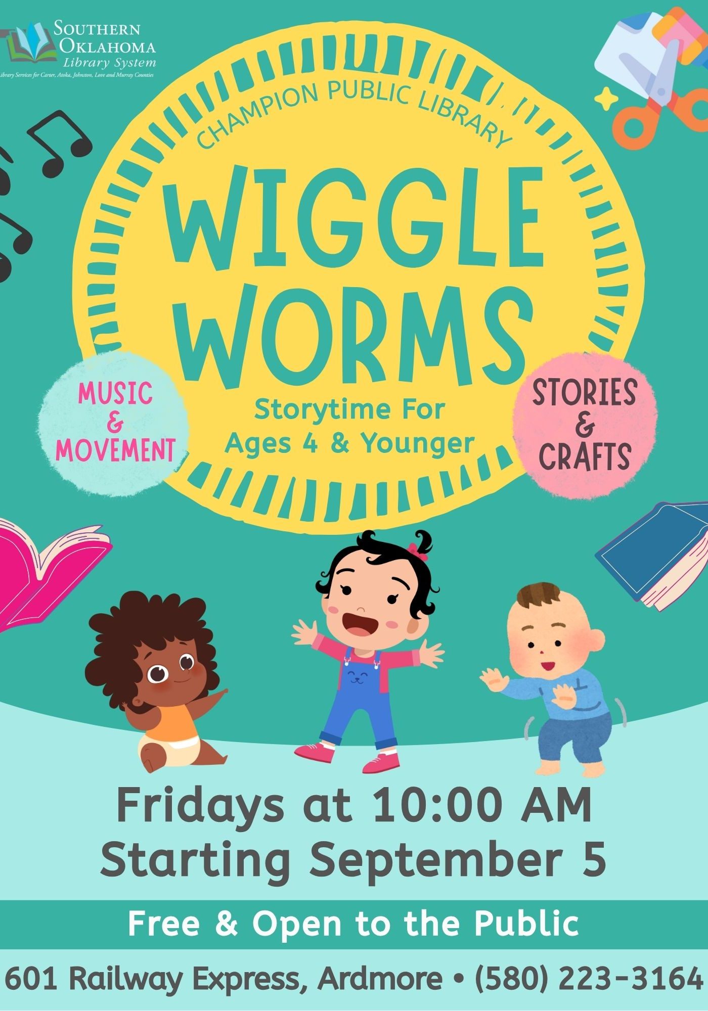 Wiggle Worms Storytime CPL Flyer 2025