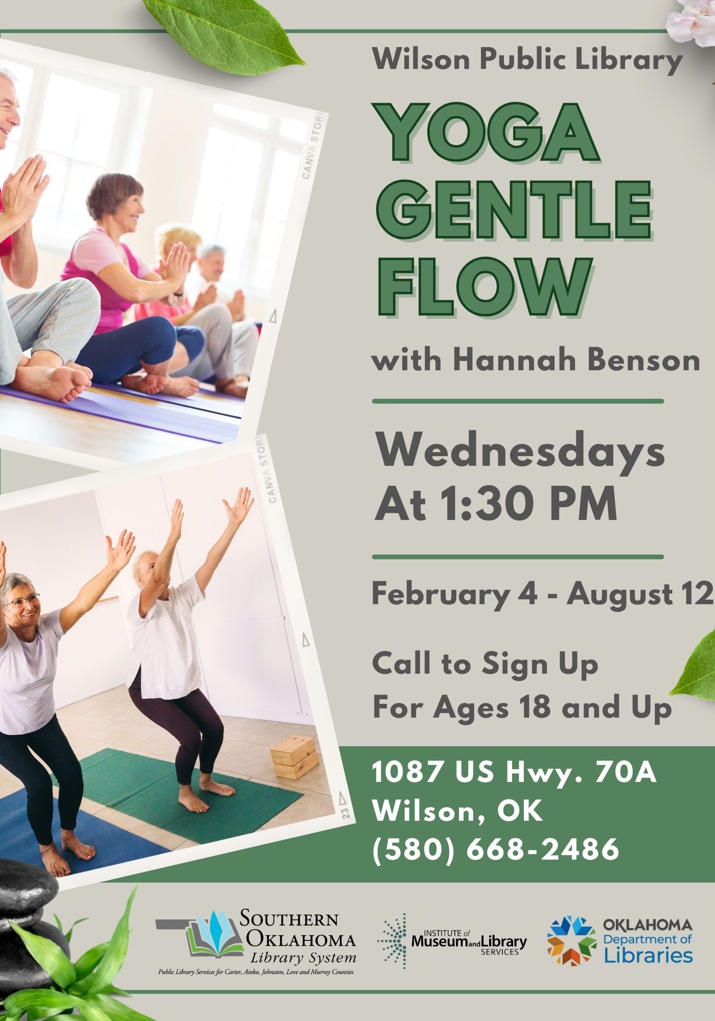Yoga Gentle Flow Class WPL Flyer 2026 Feb - Aug